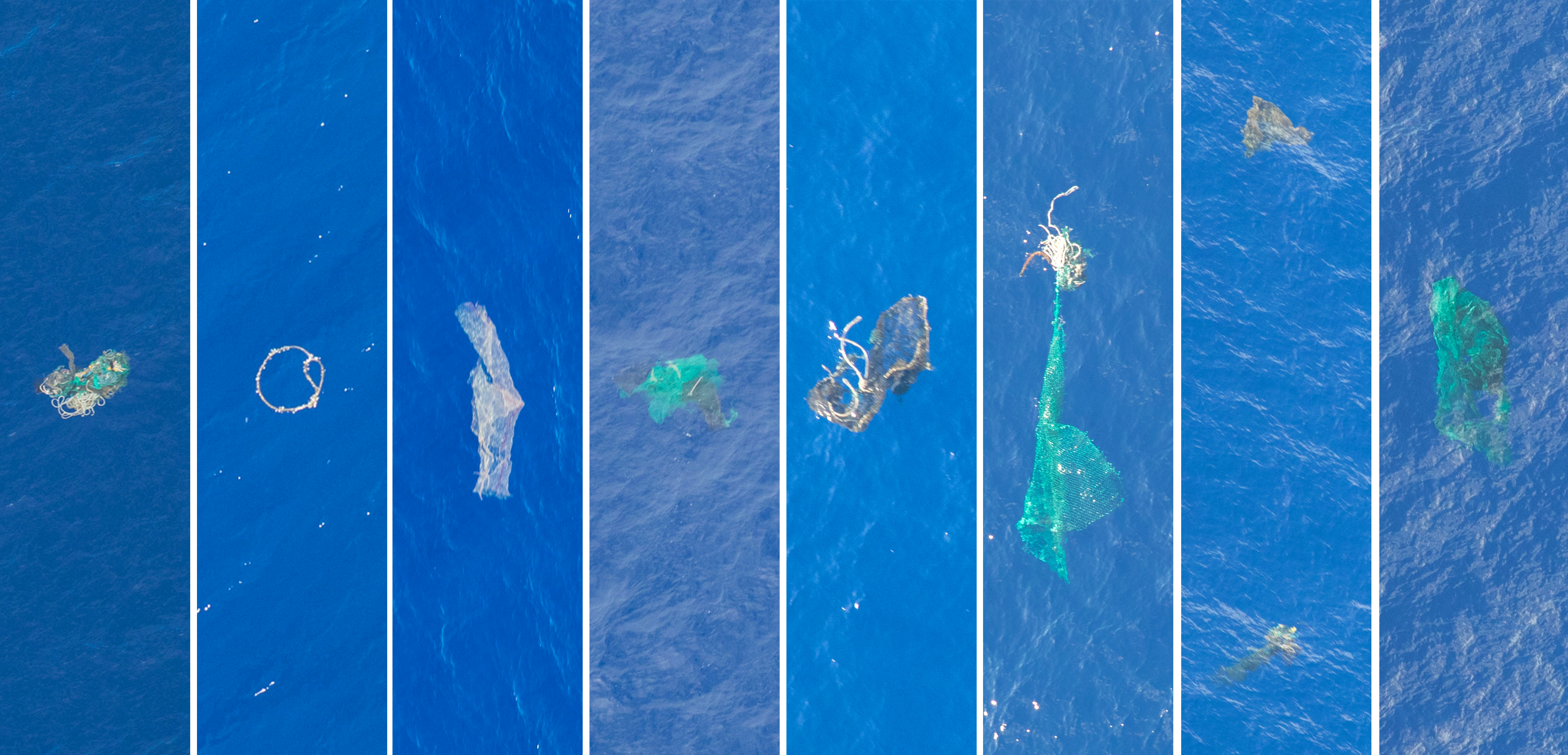 A selection of large objects observed in the Great Pacific Garbage Patch during the Aerial Expedition