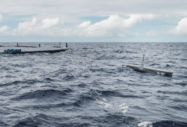 Environmental data collection using a remote vessel during the System 001 offshore mission.