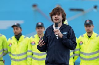 October 20: Boyan Slat, CEO and Founder sharing a few words about the test campaign of System 002, how we got here and what the next steps are. System 002 has lead us to proof of technology, and after this short celebration, it will go back out to the Great Pacific Garbage Patch to capture more plastic.
