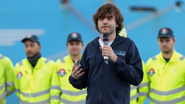 October 20: Boyan Slat, CEO and Founder sharing a few words about the test campaign of System 002, how we got here and what the next steps are. System 002 has lead us to proof of technology, and after this short celebration, it will go back out to the Great Pacific Garbage Patch to capture more plastic.