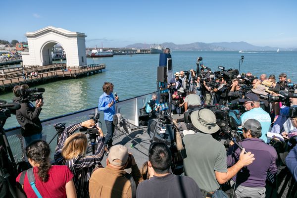 SAN FRANCISCO, CALIFORNIA, September 8, 2018 – The Ocean Cleanup Launched System 001 into the Great Pacific Garbage Patch from San Francisco - Photo: Pierre AUGIER for The OCEAN CLEANUP