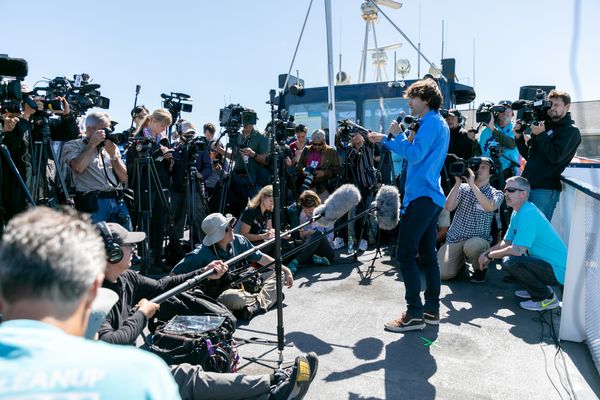 SAN FRANCISCO, CALIFORNIA, September 8, 2018 – The Ocean Cleanup Launched System 001 into the Great Pacific Garbage Patch from San Francisco - Photo: Pierre AUGIER for The OCEAN CLEANUP