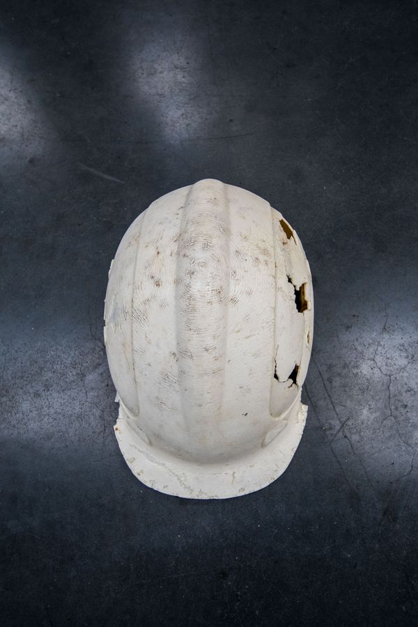 Hard hat (1989) from the Great Pacific Garbage Patch, caught during the Mega Expedition (2015)