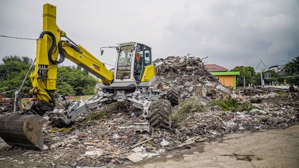 A pile of waste accumulated in the streets of Jakarta, Indonesia