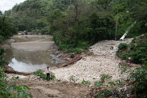 A dam in Guatemala to block plastic debris pouring into the local waterway