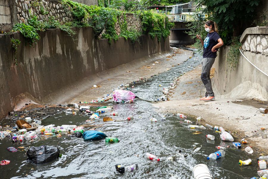 Plastic pollution research in a gully in Jamaica
