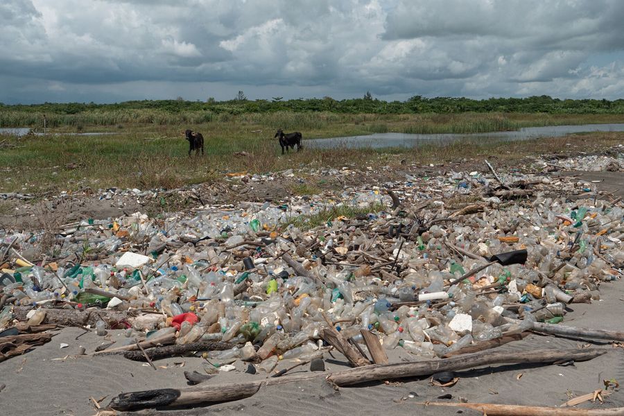 Guatemala coastline littered with trash