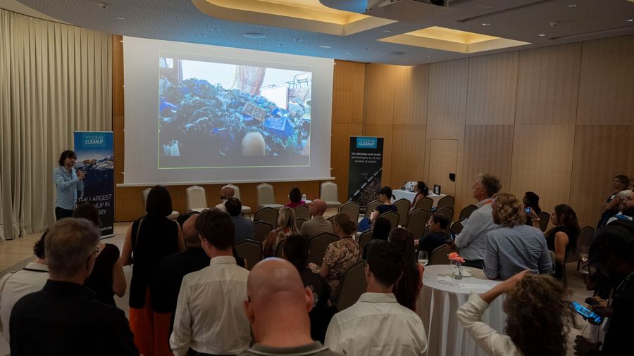 Boyan Slat presents at the 2025 UN Ocean Conference in Nice
